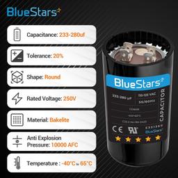 [Lifetime Warranty] 233-280 uF MFD 110-125 VAC ±20% Round Motor Start Capacitor 50/60 Hz AC Electric Replacement - Pack of 2 thumbnail 5