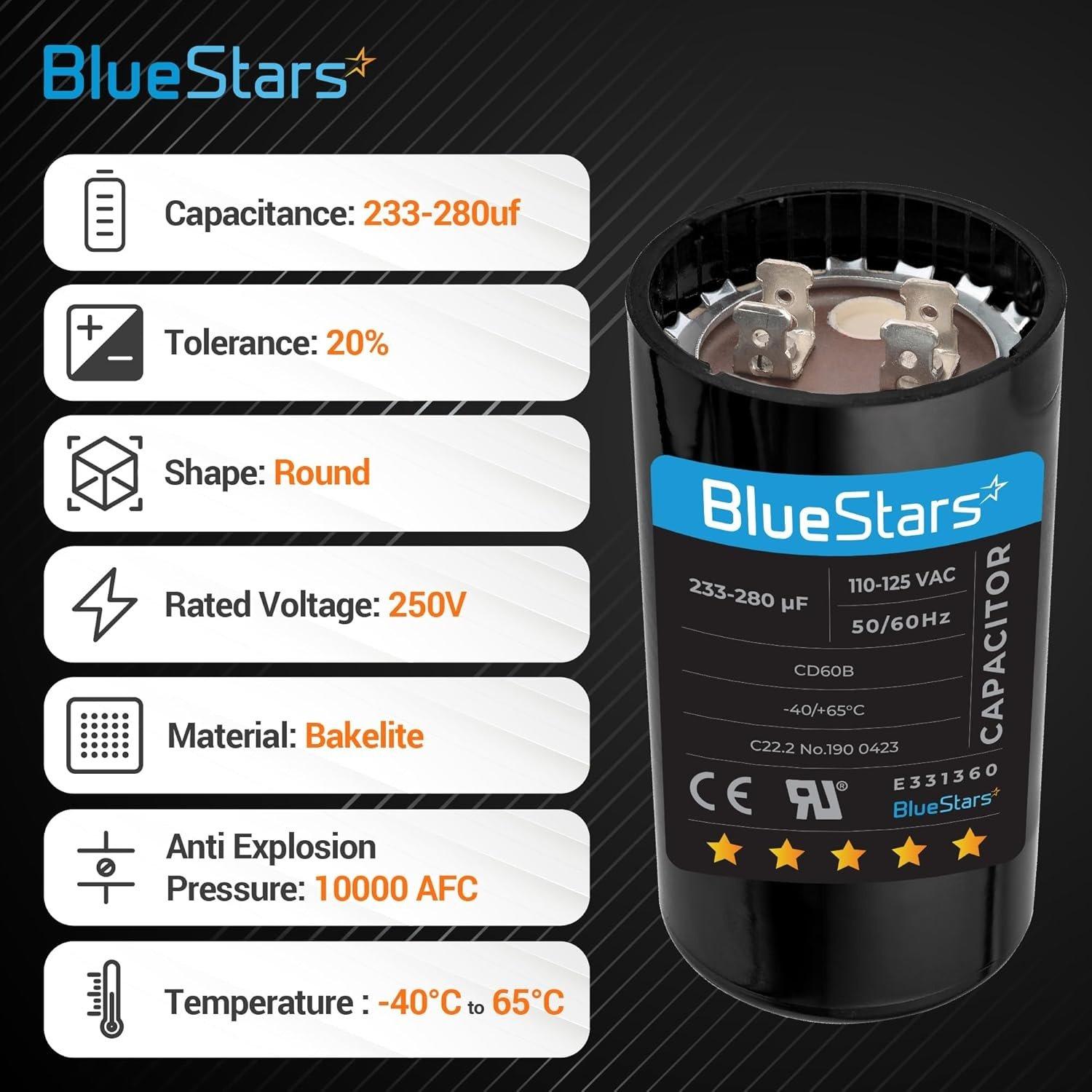 [Lifetime Warranty] 233-280 uF MFD 110-125 VAC ±20% Round Motor Start Capacitor 50/60 Hz AC Electric Replacement - Pack of 2 image 5