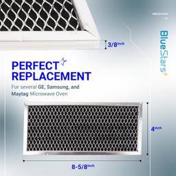 [Lifetime Warranty] Microwave Filter 8.67" x 3.95" for JX81H WB02X10956 GE Microwave - Compatible with Samsung - Freshens and Filters Kitchen Air in Over-the-Range Oven Stove Fan - Pack of 2 thumbnail 1