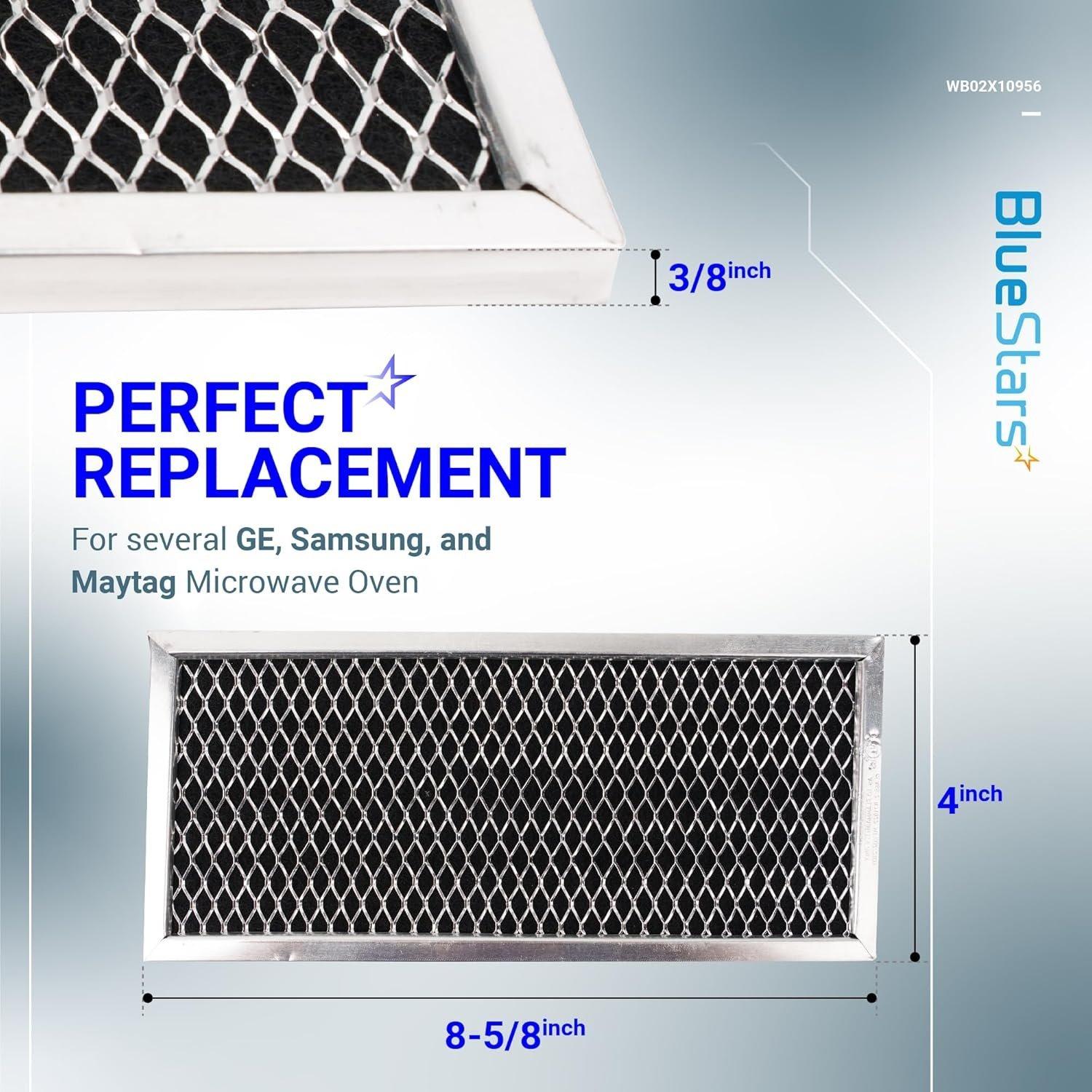 [Lifetime Warranty] Microwave Filter 8.67" x 3.95" for JX81H WB02X10956 GE Microwave - Compatible with Samsung - Freshens and Filters Kitchen Air in Over-the-Range Oven Stove Fan - Pack of 2 image 1