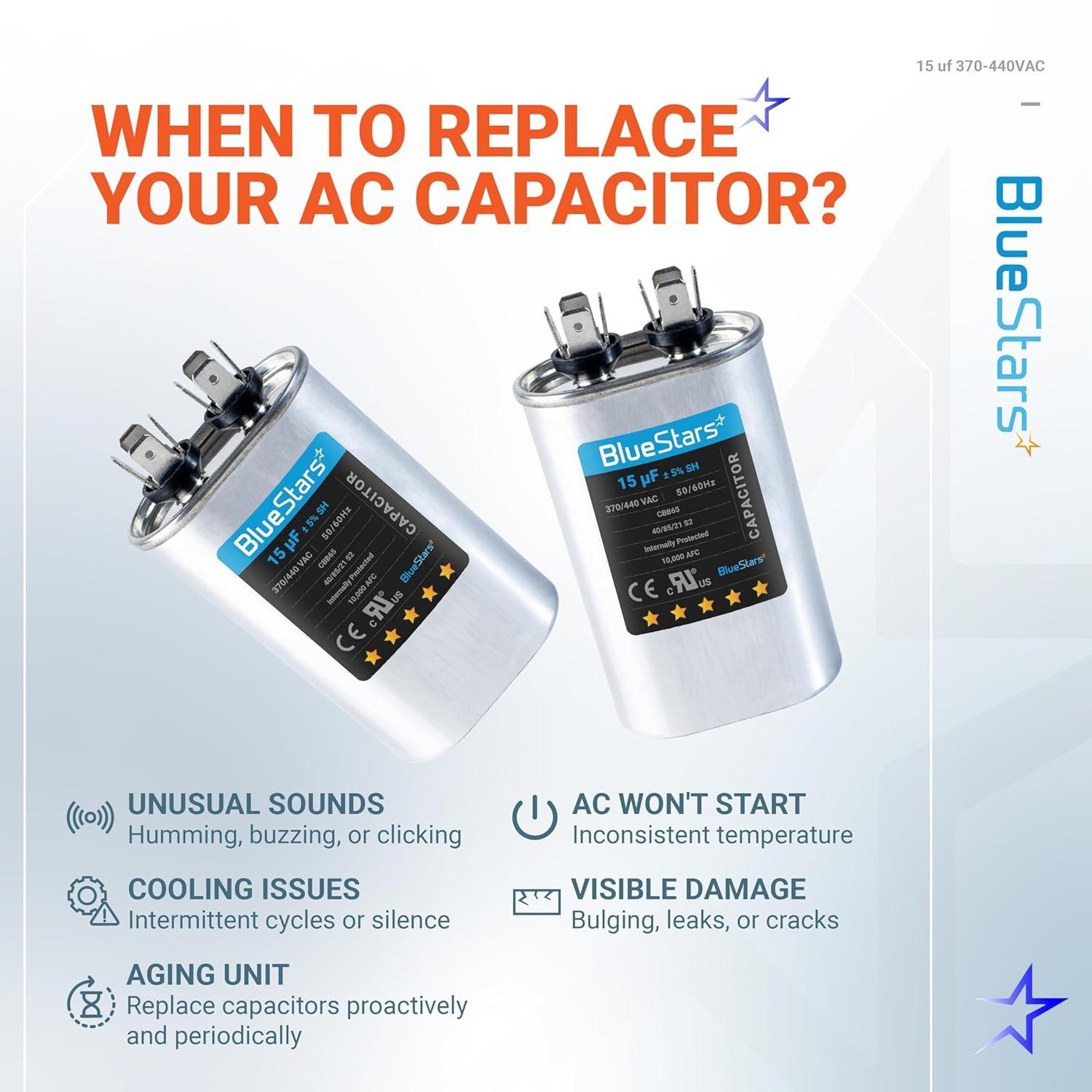 [Lifetime Warranty] 15 uF MFD 370/440 VAC Oval Run Start Capacitor CBB65 - Fits AC Motor, Condenser, Heat Pump - Replaces TRCF15 image 3