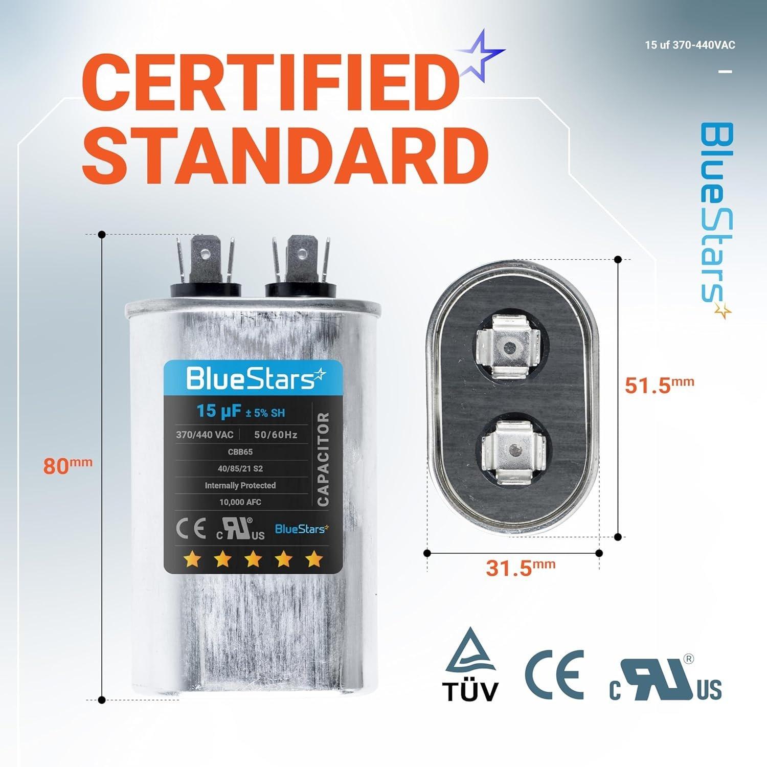 [Lifetime Warranty] 15 uF MFD 370/440 VAC Oval Run Start Capacitor CBB65 - Fits AC Motor, Condenser, Heat Pump - Replaces TRCF15 image 11