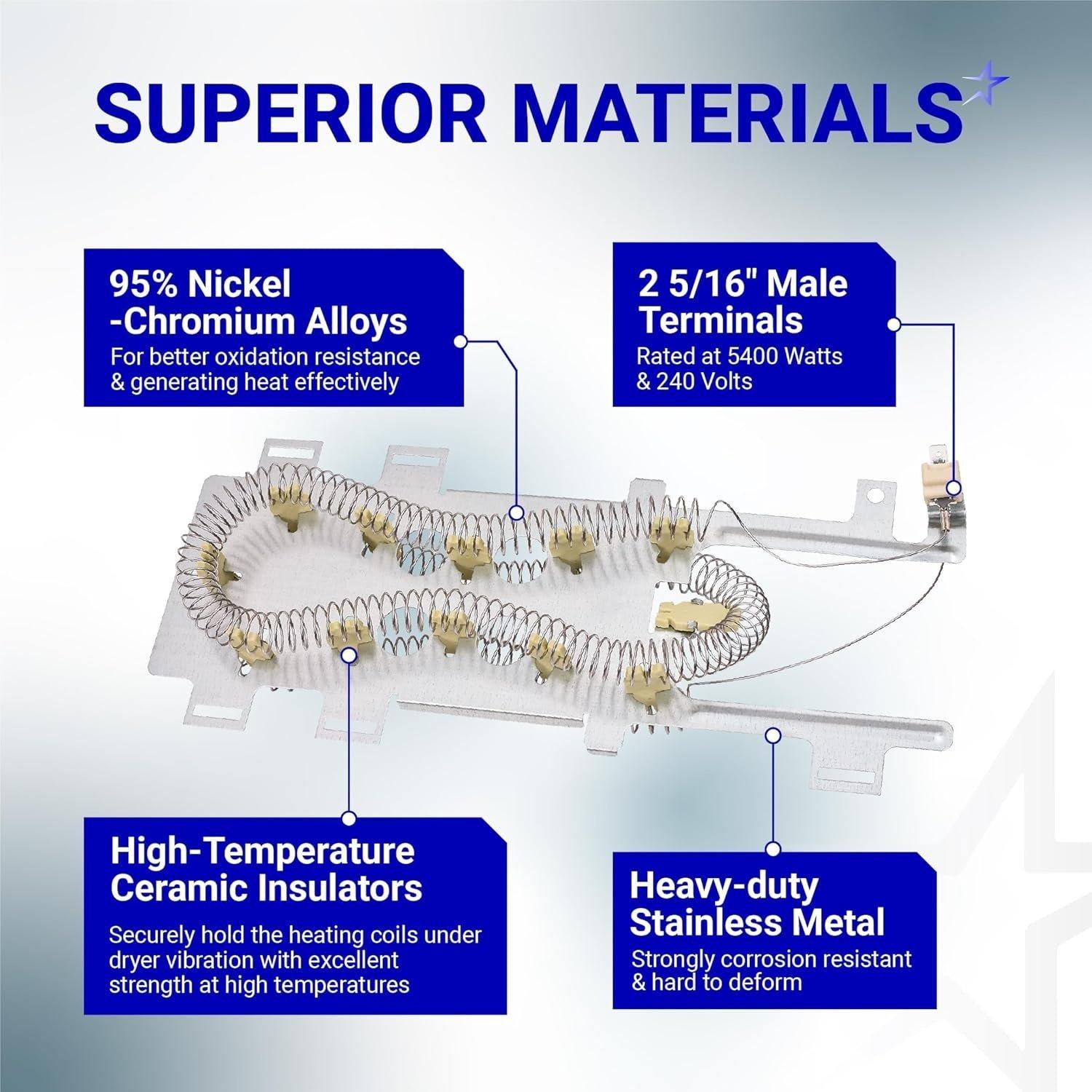 [Lifetime Warranty] WP8544771 Dryer Heating Element Kit 279816 Thermal Cut-Off 279973 3392519 Thermal Fuse For Kenmore Whirlpool WED9200SQ0 WED9550WW1 WED9400SW2 WED7300XW0 WED9150WW1 WED8300SW1 WED7800XW0 image 4