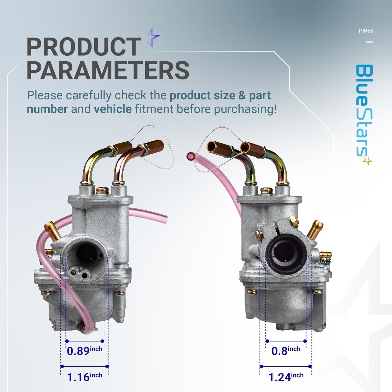 [Lifetime Warranty] PW50 Carburetor Kit with Air Filter, Fuel Filter, Choke Cable, Throttle Cable, Spark Plug image 2