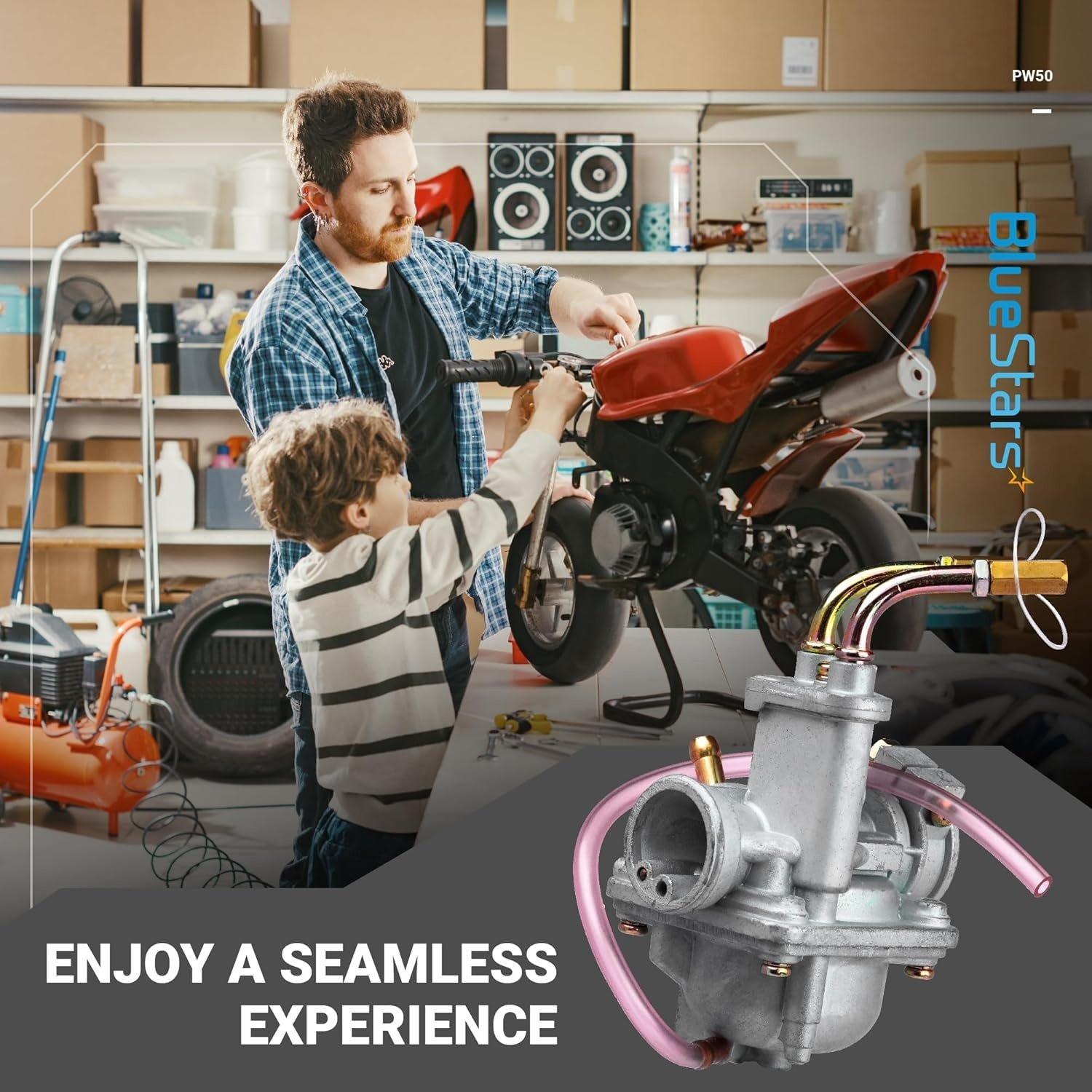 [Lifetime Warranty] PW50 Carburetor Kit with Air Filter, Fuel Filter, Choke Cable, Throttle Cable, Spark Plug image 4