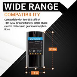 [Lifetime Warranty] 460-552 uF MFD 110-125 VAC 50/60 Hz Round Start Capacitor - Fits Air Conditioner, Electric Motors - Pack of 2 thumbnail 1