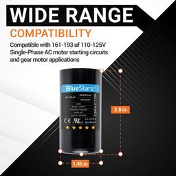2 Packs 161-193 uf/MFD 125 VAC ±20% 50/60 Hz CD60 Round Motor Well Pump Start Capacitor Replacement Part by BlueStars - Exact Fit for Central Air-Conditioners, Heat Pumps, Condenser Fan Motors thumbnail 5