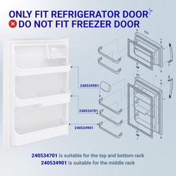 [Lifetime Warranty] 240534701 Middle & 2 PCS 240534901 Top/Bottom Door Shelf Rack Bar Rail - For Frigidaire Kenmore Refrigerators - Replaces AP3214631 PS734936 948952 AP3214630 PS734935 EA734935 948954 AH734935 thumbnail 6