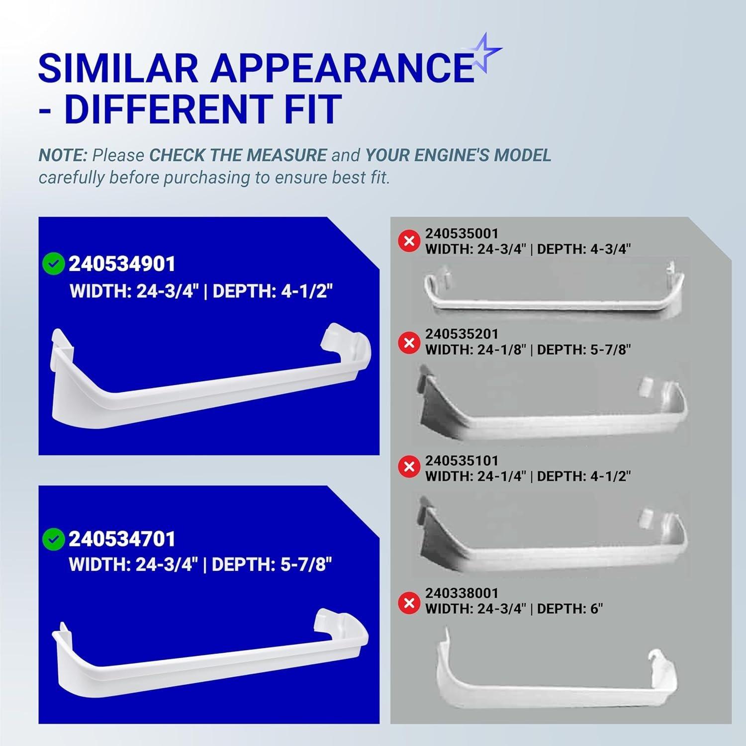 [Lifetime Warranty] 240534701 Middle & 2 PCS 240534901 Top/Bottom Door Shelf Rack Bar Rail - For Frigidaire Kenmore Refrigerators - Replaces AP3214631 PS734936 948952 AP3214630 PS734935 EA734935 948954 AH734935 image 3