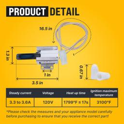 [Lifetime Warranty] 316489400 Range Oven Igniter for Frigidaire Kenmore Electrolux Crosley Range Oven - Replaces 316428500 316428501 5304462661 7316489400 1197384 AP3963540 PS1528534 EAP1528534 and more thumbnail 4