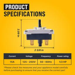 [Lifetime Warranty] 3977456 WP3977456 Dryer Start Switch for Kenmore, Whirlpool, Maytag, Amana Clothes Dryer - Replaces AP6009036, PS11742178, EAP11742178, 898073 thumbnail 3