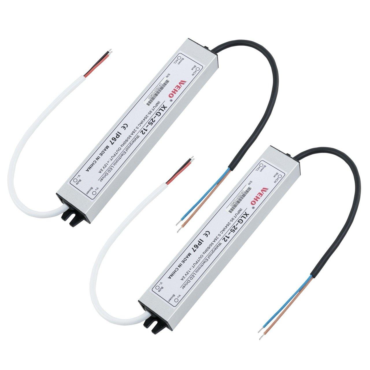 [Lifetime Warranty] 15W 12V LED Power Supply Driver 1.25A, 120V AC to 12V DC, IP67 Waterproof - Pack of 2 image 0