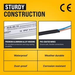 [Lifetime Warranty] 15W 12V LED Power Supply Driver 1.25A, 120V AC to 12V DC, IP67 Waterproof - Pack of 2 thumbnail 6