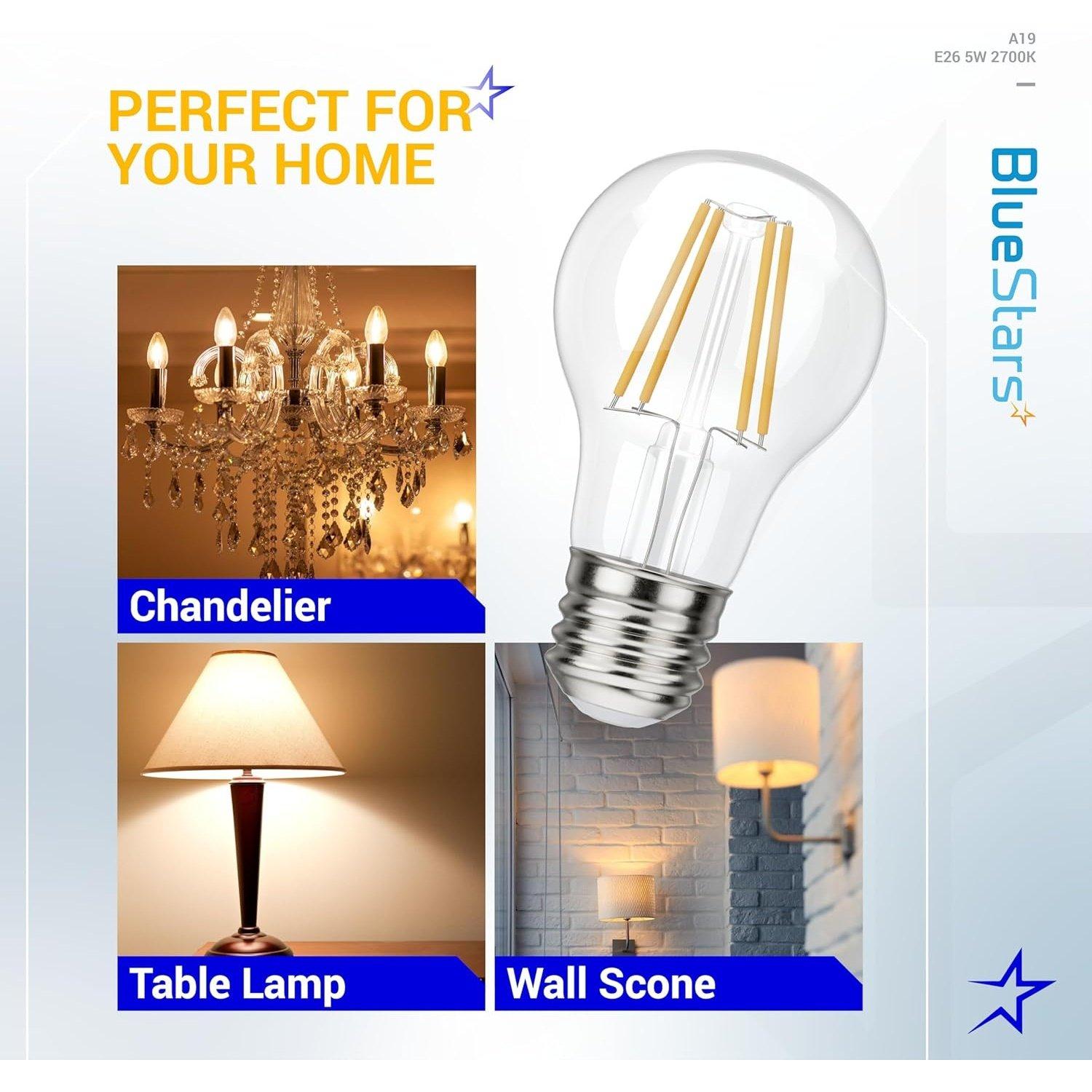 [Lifetime Warranty] A19 LED Vintage LED Filament Bulb E26 Standard Base 120V 5W (60 Watt Equivalent), 2700K Warm White image 2