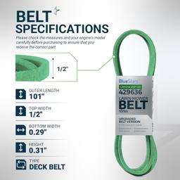 [Lifetime Warranty] Lawn Mower Deck Belt 429636 197253 1/2" x 101" thumbnail 8