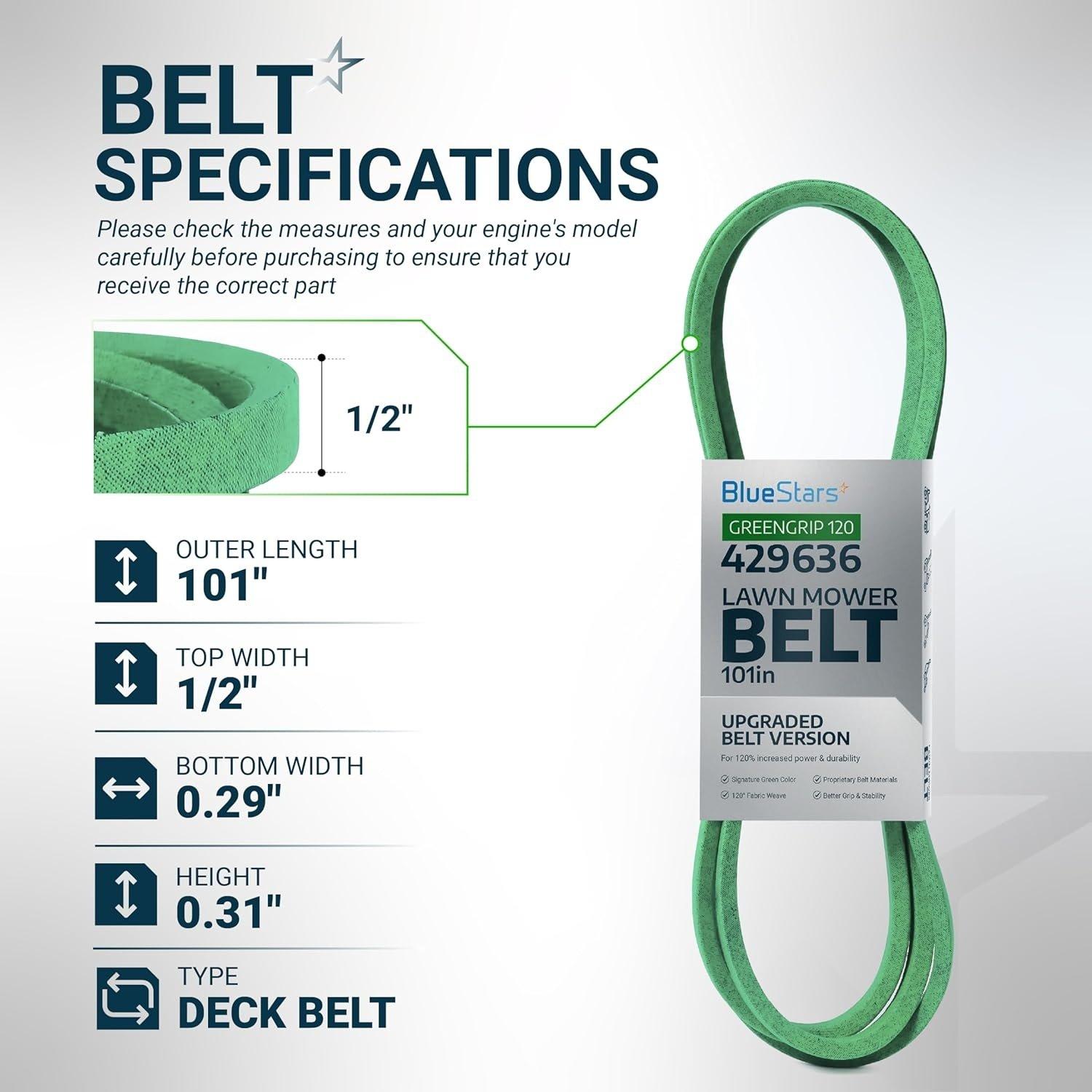 [Lifetime Warranty] Lawn Mower Deck Belt 429636 197253 1/2" x 101" image 8