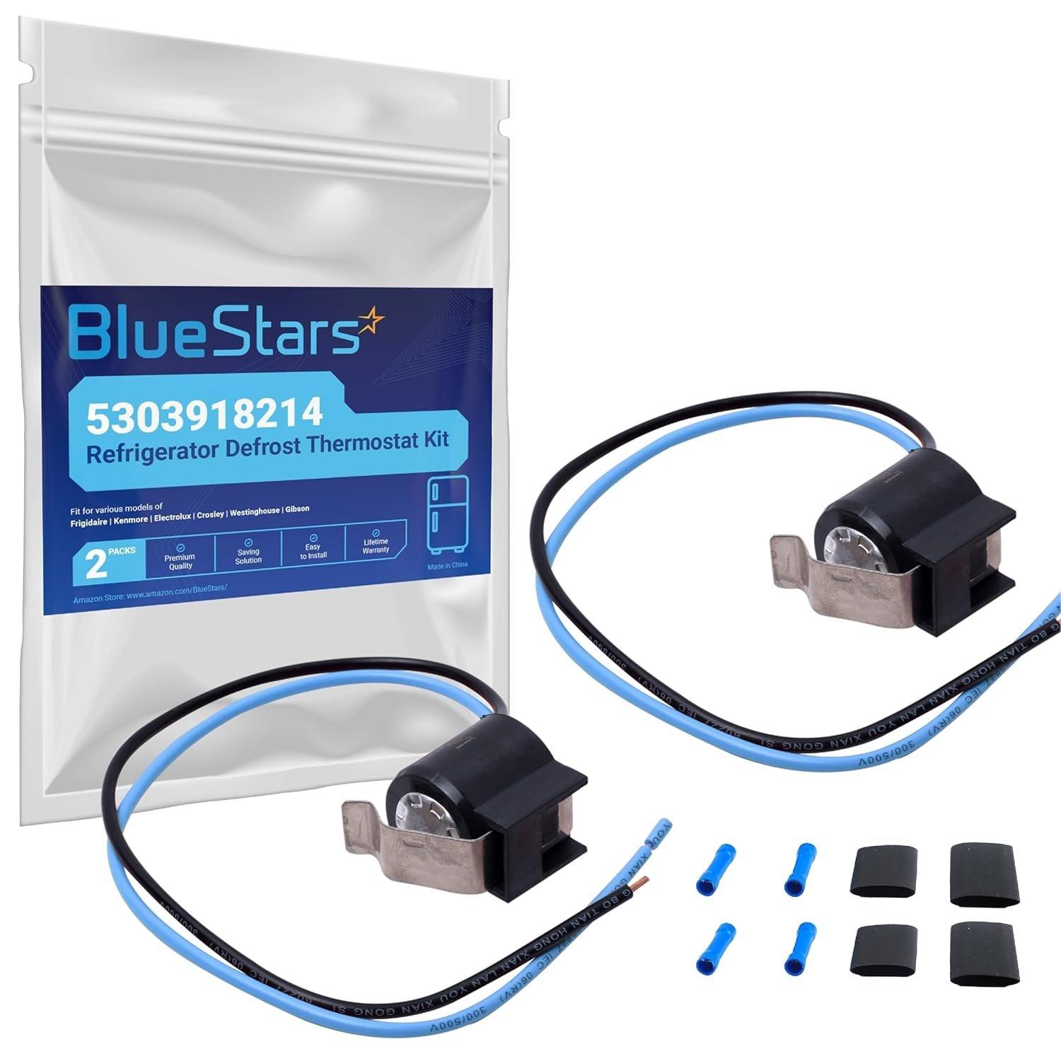 [Lifetime Warranty] 5303918214 Refrigerator Defrost Thermostat Kit - Compatible with Frigidaire Kenmore Electrolux Refrigerators - Replaces 75303918214 892545 AP2150145 PS469522 - Pack of 2 image 0