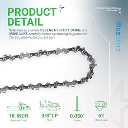[Lifetime Warranty] 18-inch Chainsaw Chain 3/8" LP Pitch, 0.050" Gauge, 62 Drive Links - Pack of 3 thumbnail 2