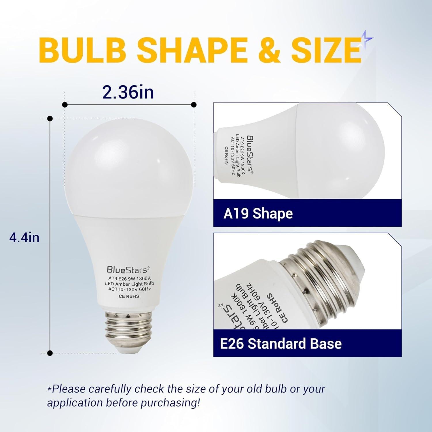 [Lifetime Warranty] Amber Sleep Light Bulbs - Blue Light Blocking, 9W A19, 1800K Warm, E26 Base - Pack of 4 image 3