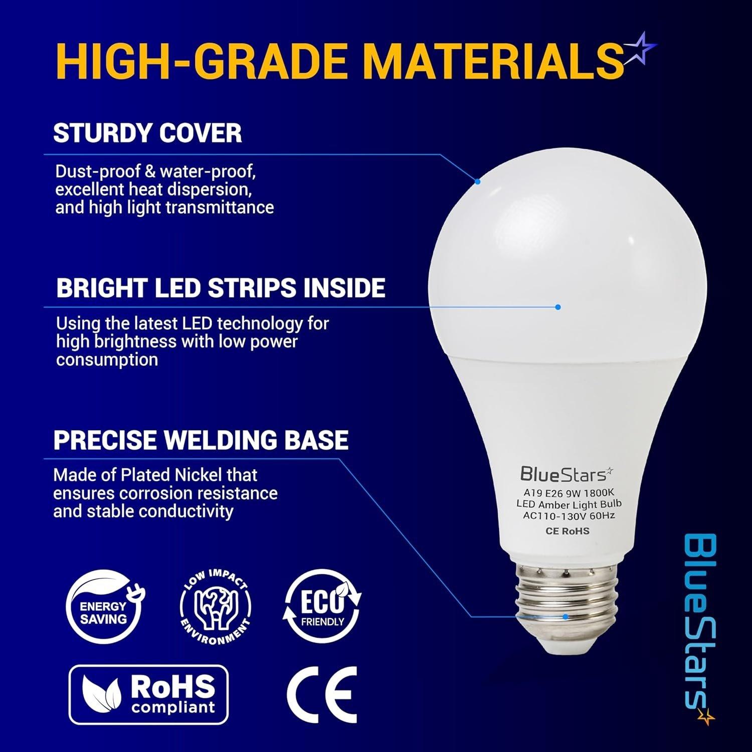[Lifetime Warranty] Amber Sleep Light Bulbs - Blue Light Blocking, 9W A19, 1800K Warm, E26 Base - Pack of 4 image 7