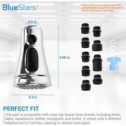 Pull Down Kitchen Faucet Head Nozzle 3-Function Anti-Splashing Faucet Head - 9 Adapters thumbnail 2