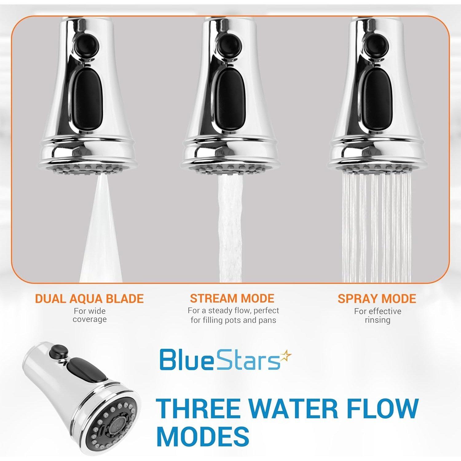 Pull Down Kitchen Faucet Head Nozzle 3-Function Anti-Splashing Faucet Head - 9 Adapters image 3