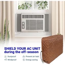 [Lifetime Warranty] Window Air Conditioner Cover Indoor with Velcro Sides - Inside AC Cover for Winter - Polyester Fiber Fill Layers Insulation - 21" x 15" x 3.5" (Brown) thumbnail 4