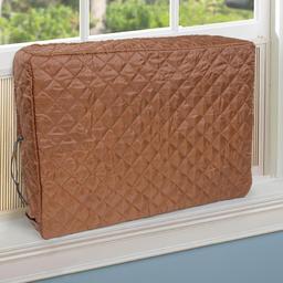 [Lifetime Warranty] Window Air Conditioner Cover Indoor with Velcro Sides - Inside AC Cover for Winter - Polyester Fiber Fill Layers Insulation - 21" x 15" x 3.5" (Brown) thumbnail 1