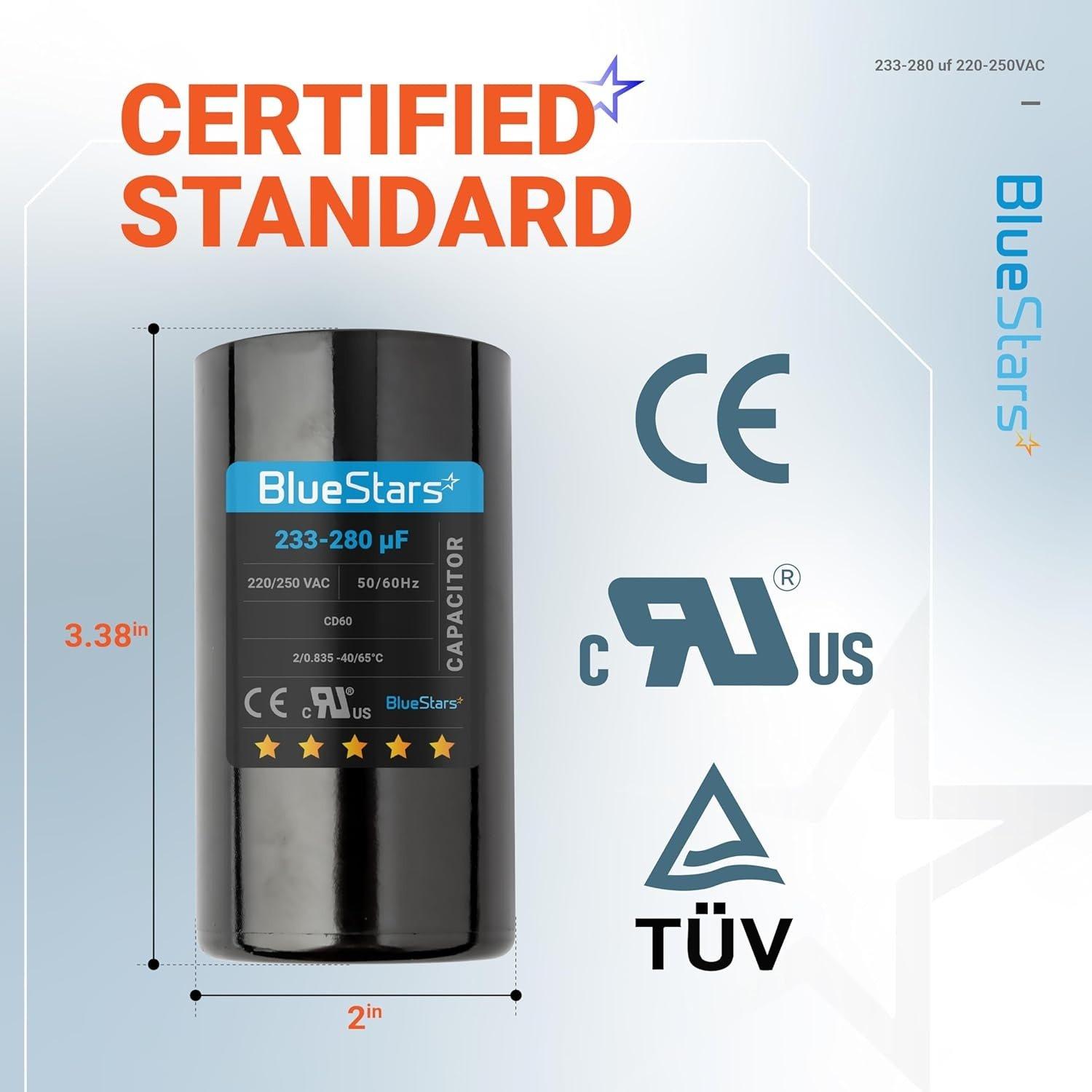 [Lifetime Warranty] 233-280 uF MFD 220-250 VAC ±20% Round Motor Start Capacitor 50/60 Hz AC Electric Replacement image 1