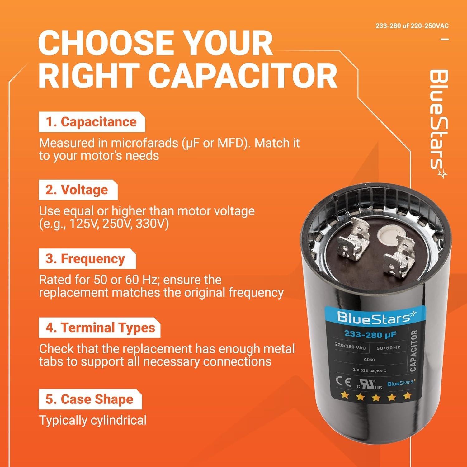 [Lifetime Warranty] 233-280 uF MFD 220-250 VAC ±20% Round Motor Start Capacitor 50/60 Hz AC Electric Replacement image 4