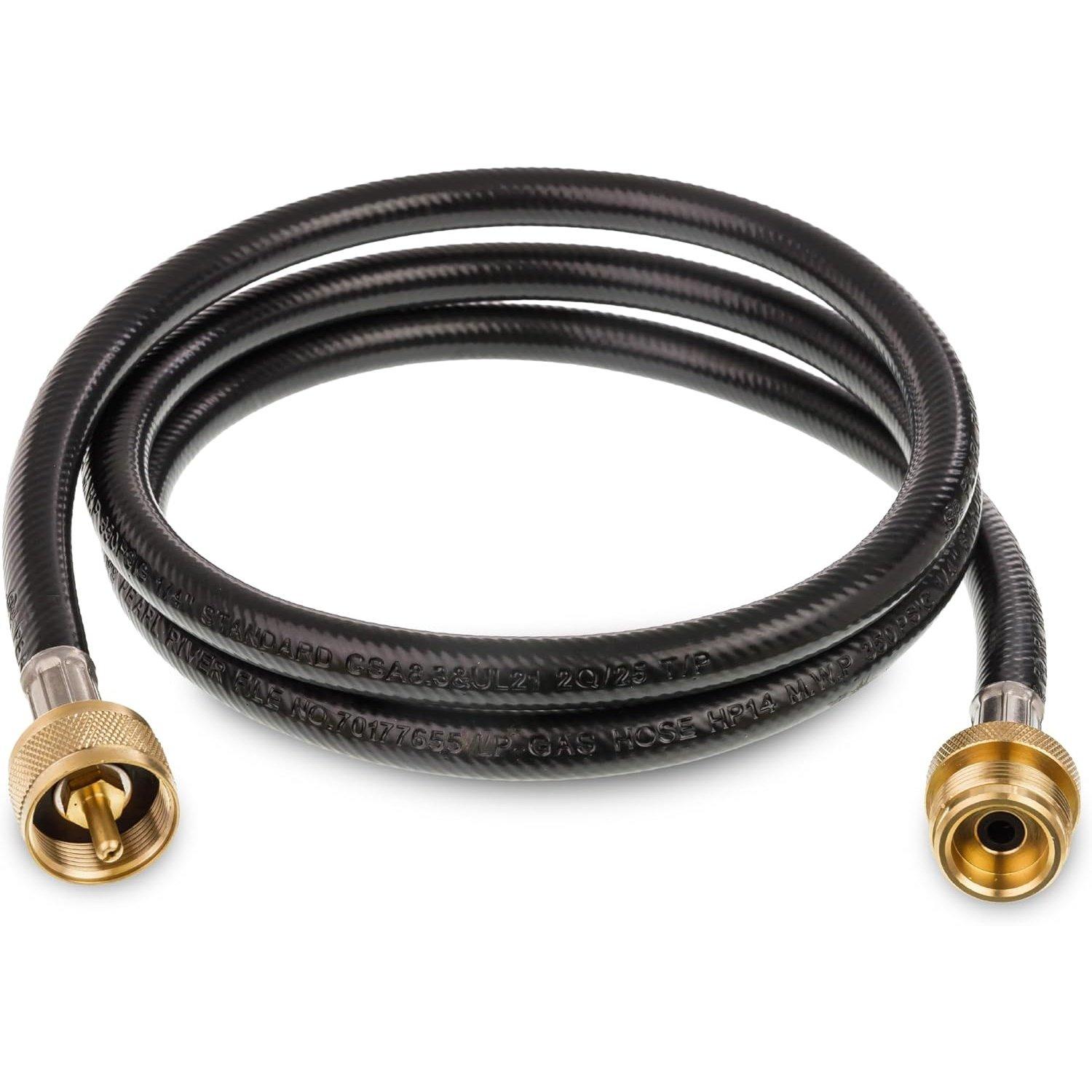 [Lifetime Warranty] 5 Feet Propane Torch Extension Hose for Propane Tree Distribution Tree Post, T and Y Connector Connects to Appliances - 1" x20 Male Throwaway Cylinder Thread, 1" x20 Female - CSA Certified image 0