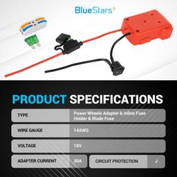 [Lifetime Warranty] RED Power Wheels Adapter for Milwaukee M18 Power Wheels Battery Conversion Kit with Fuse Holder & 30A Blade Fuses for 18V Battery thumbnail 2