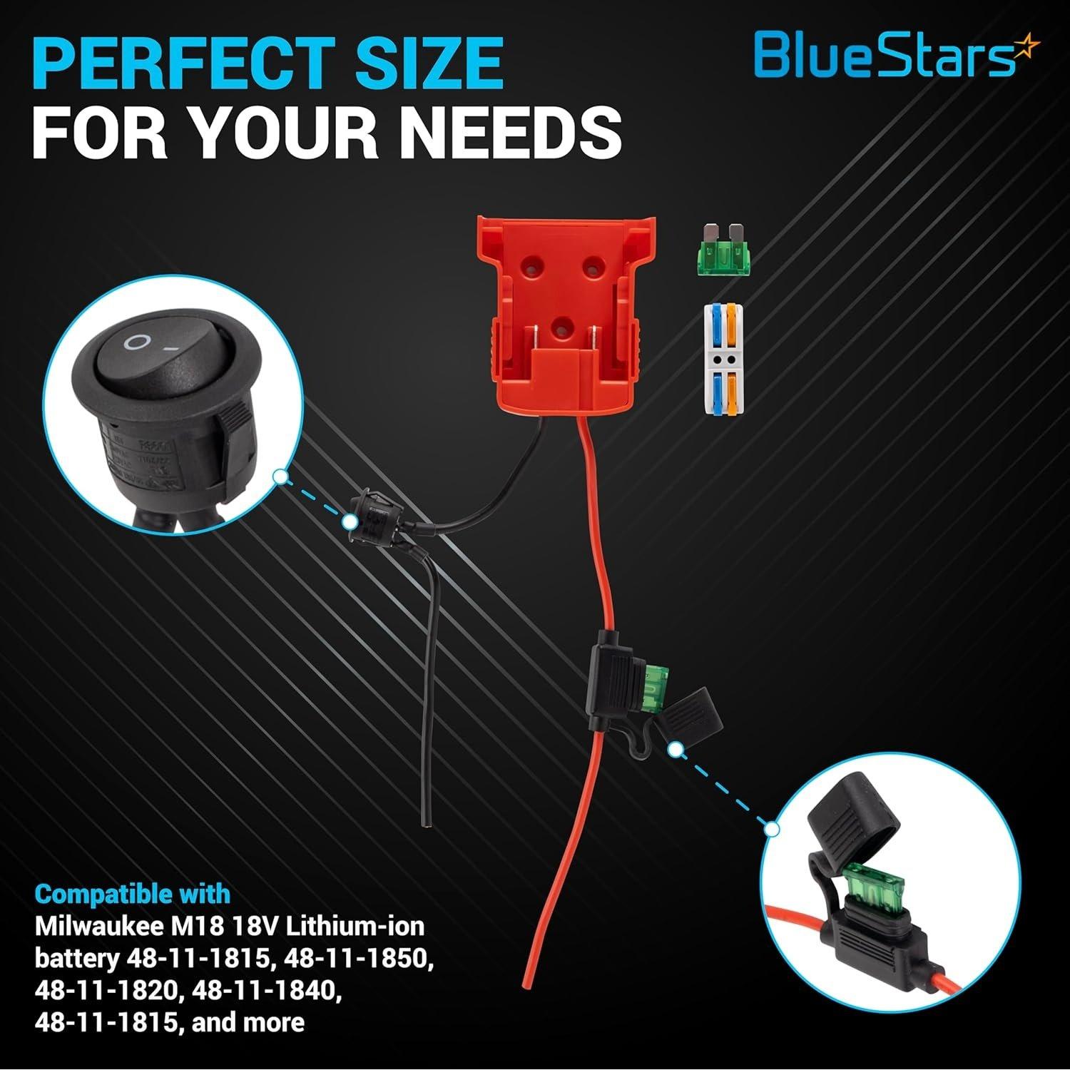 [Lifetime Warranty] RED Power Wheels Adapter for Milwaukee M18 Power Wheels Battery Conversion Kit with Fuse Holder & 30A Blade Fuses for 18V Battery image 1