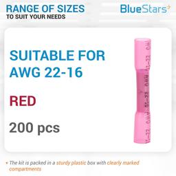 [Lifetime Warranty] 200 PCS RED AWG (22-16) Heat Shrink Butt Wire Connectors thumbnail 2
