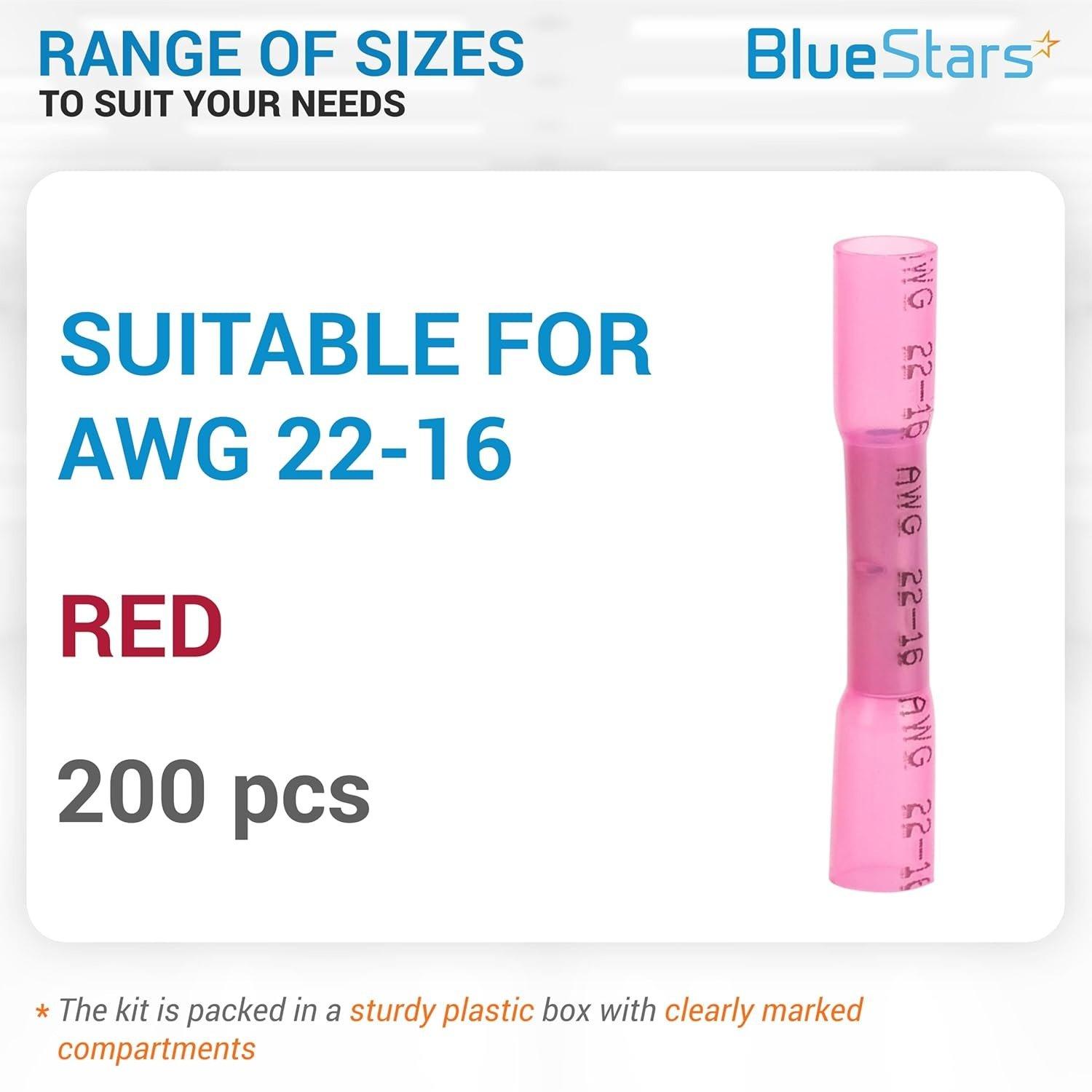 [Lifetime Warranty] 200 PCS RED AWG (22-16) Heat Shrink Butt Wire Connectors image 2