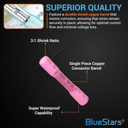 [Lifetime Warranty] 200 PCS RED AWG (22-16) Heat Shrink Butt Wire Connectors thumbnail 6