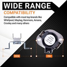 [Lifetime Warranty] 280148 Dryer Thermal Cut Off Kit - Includes 8557403 Thermostat & 8318314 Thermal Fuse - Compatible with Whirlpool Kenmore Maytag Dryers - Replaces 280148VP 1175772 AP3874047 PS991443 thumbnail 1