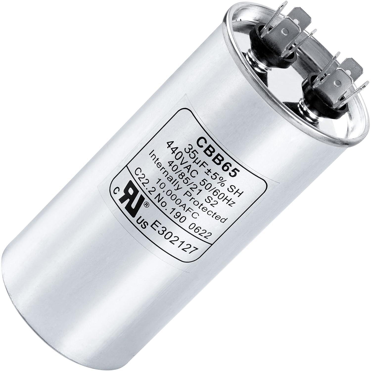 35 MFD uf ± 5% MFD 370 V VAC or 440 Volt Multi-Purpose Motor Run Round Capacitor image 0