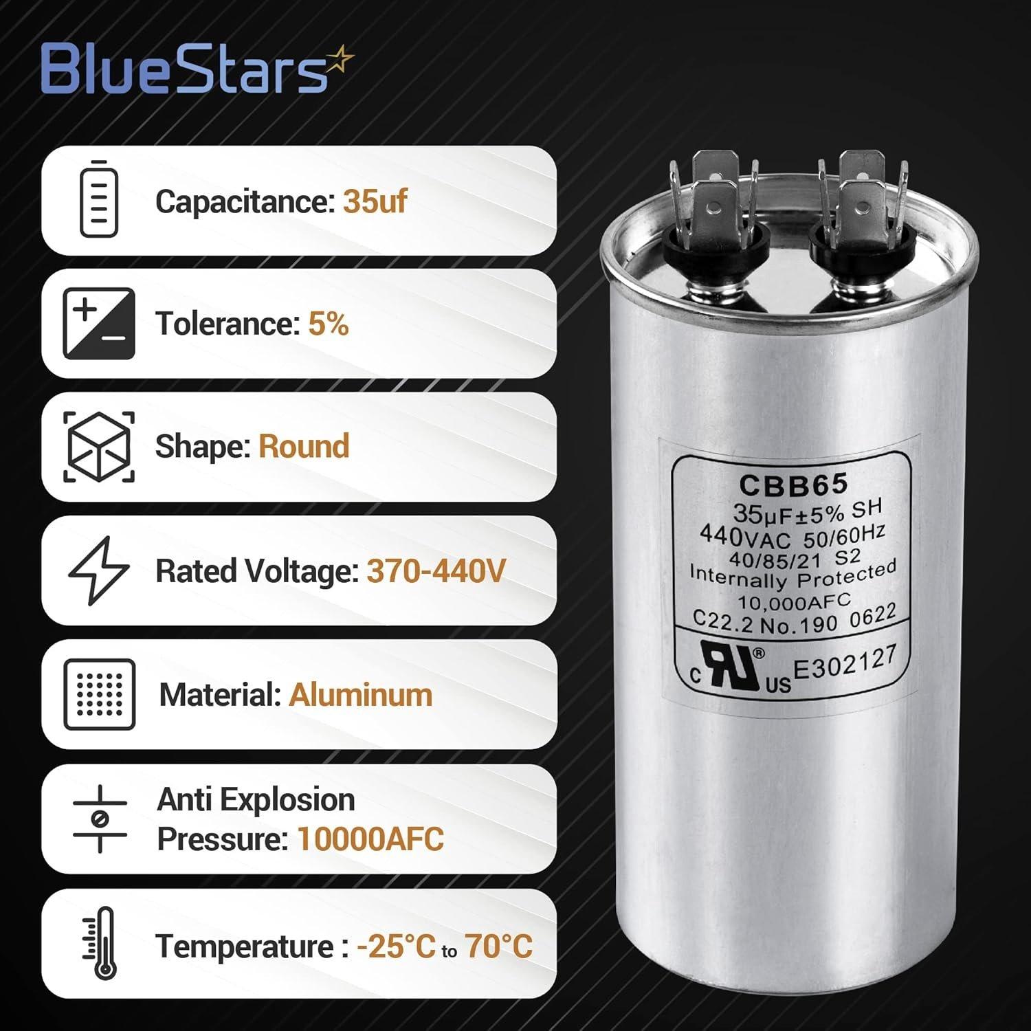 35 MFD uf ± 5% MFD 370 V VAC or 440 Volt Multi-Purpose Motor Run Round Capacitor image 5