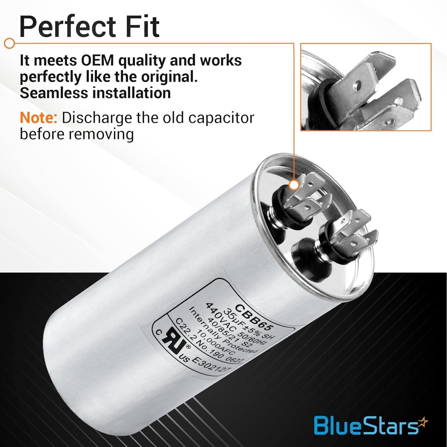 35 MFD uf ± 5% MFD 370 V VAC or 440 Volt Multi-Purpose Motor Run Round Capacitor image 2
