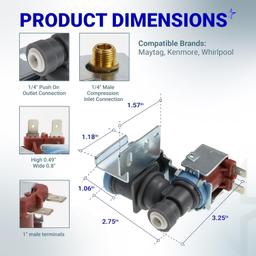 [Lifetime Warranty] WPW10498976 W10498976 Refrigerator Ice Maker Water Inlet Valve - Compatible with Maytag Whirlpool Kenmore Refrigerator - Replace 2315508 WPW10498976 W10420082 W10498974 K-78186 PS11755667 thumbnail 2