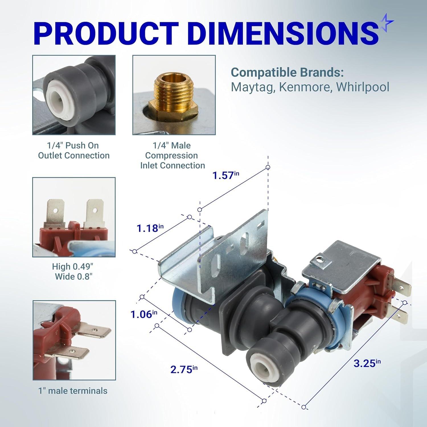 [Lifetime Warranty] WPW10498976 W10498976 Refrigerator Ice Maker Water Inlet Valve - Compatible with Maytag Whirlpool Kenmore Refrigerator - Replace 2315508 WPW10498976 W10420082 W10498974 K-78186 PS11755667 image 2