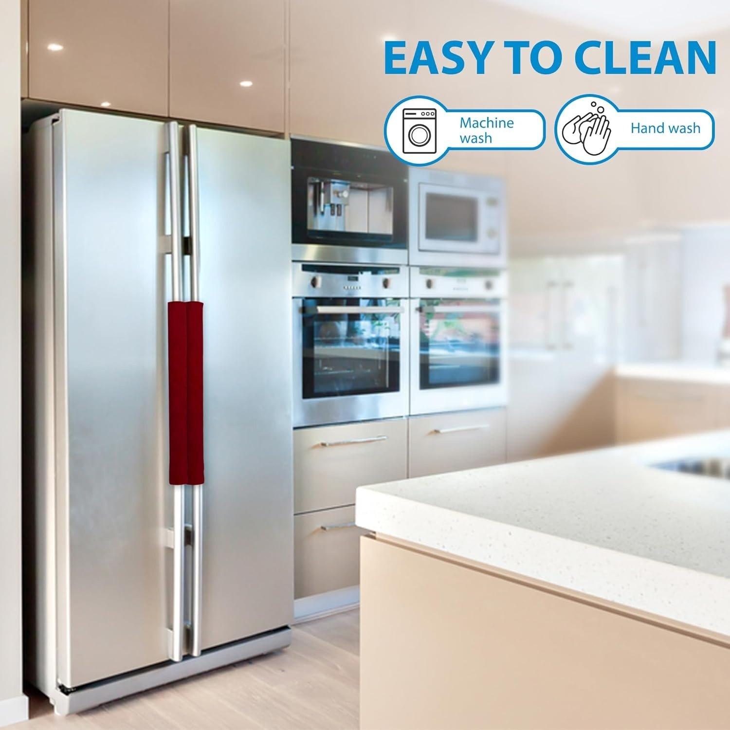 5-4 PCS Fridge Handle Cover & 1 Microwave Handle Cover - Radiant Red image 7