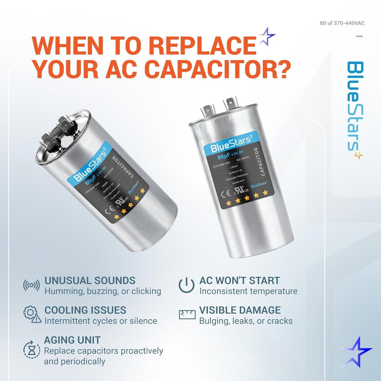 80 uF ±5% MFD 370/440V 50/60Hz CBB65 Round Run Start Capacitor image 7