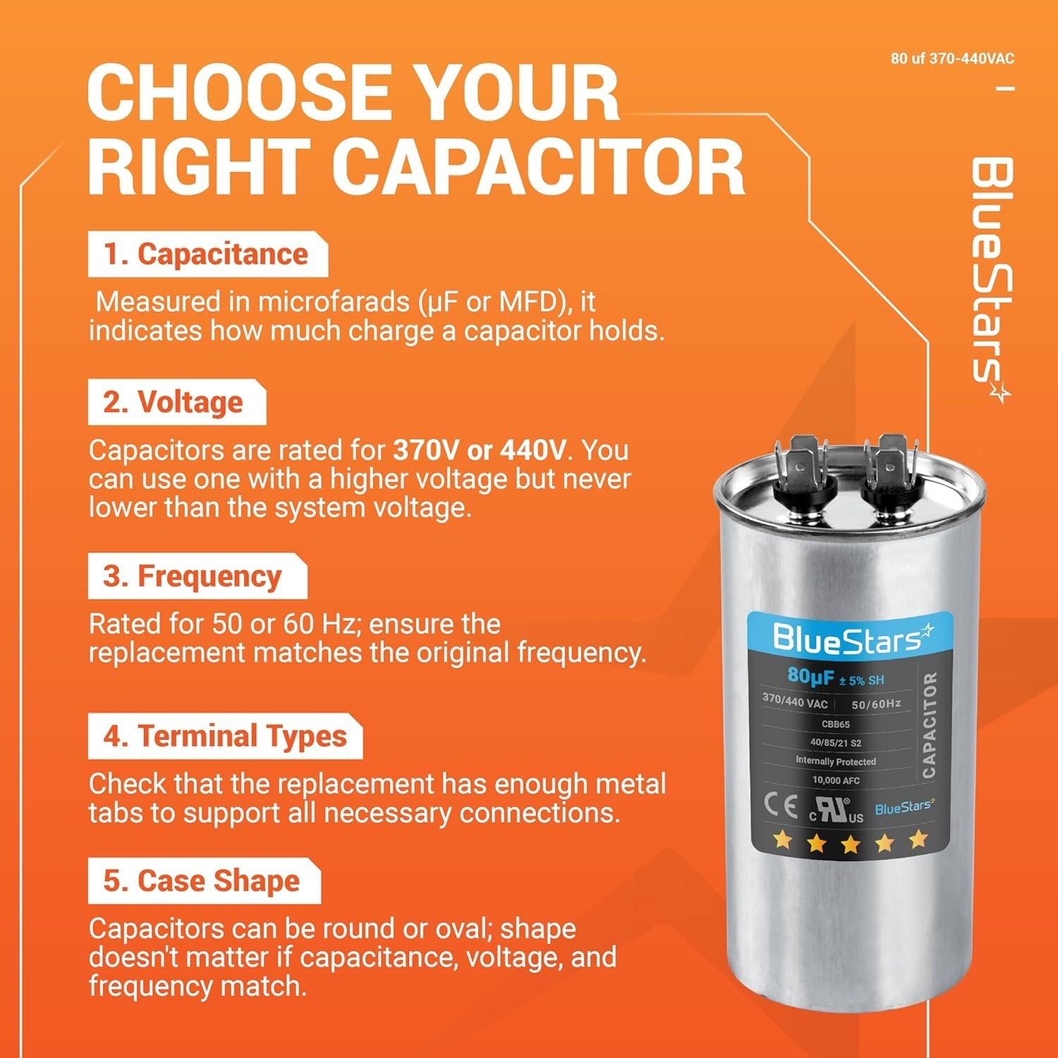 80 uF ±5% MFD 370/440V 50/60Hz CBB65 Round Run Start Capacitor image 11
