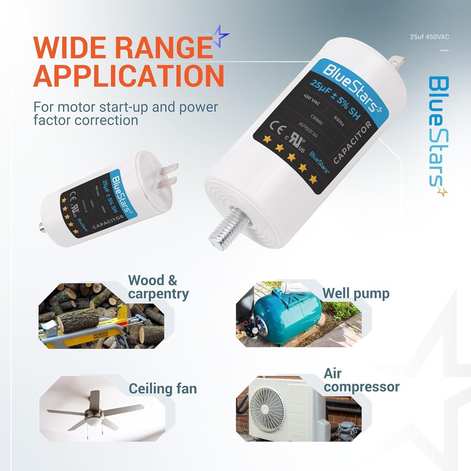 [Lifetime Warranty] 25 uF MFD 450 VAC CBB60 50/60 Hz Run Capacitor with Screw - Fits AC Motors, Electric Motors, Water Pumps image 2