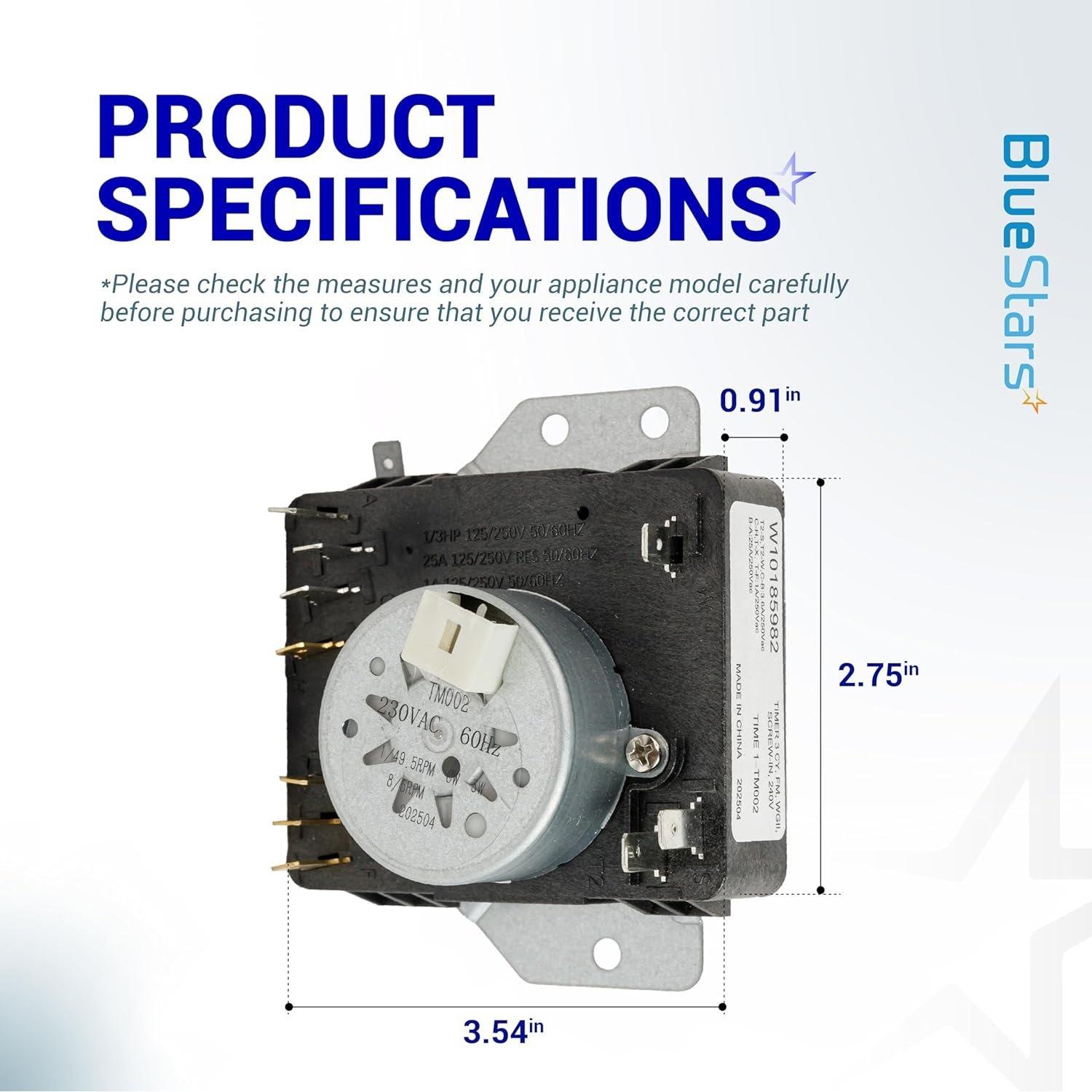 [Lifetime Warranty] W10185982 Dryer Timer - Compatible with Whirlpool Amana Kenmore Admiral Crosley Roper Inglis - Replaces 1546812 AH2352169 EA2352169 PS2352169 CDT-402 162-402-1-AM 418-618-20-B5 image 8