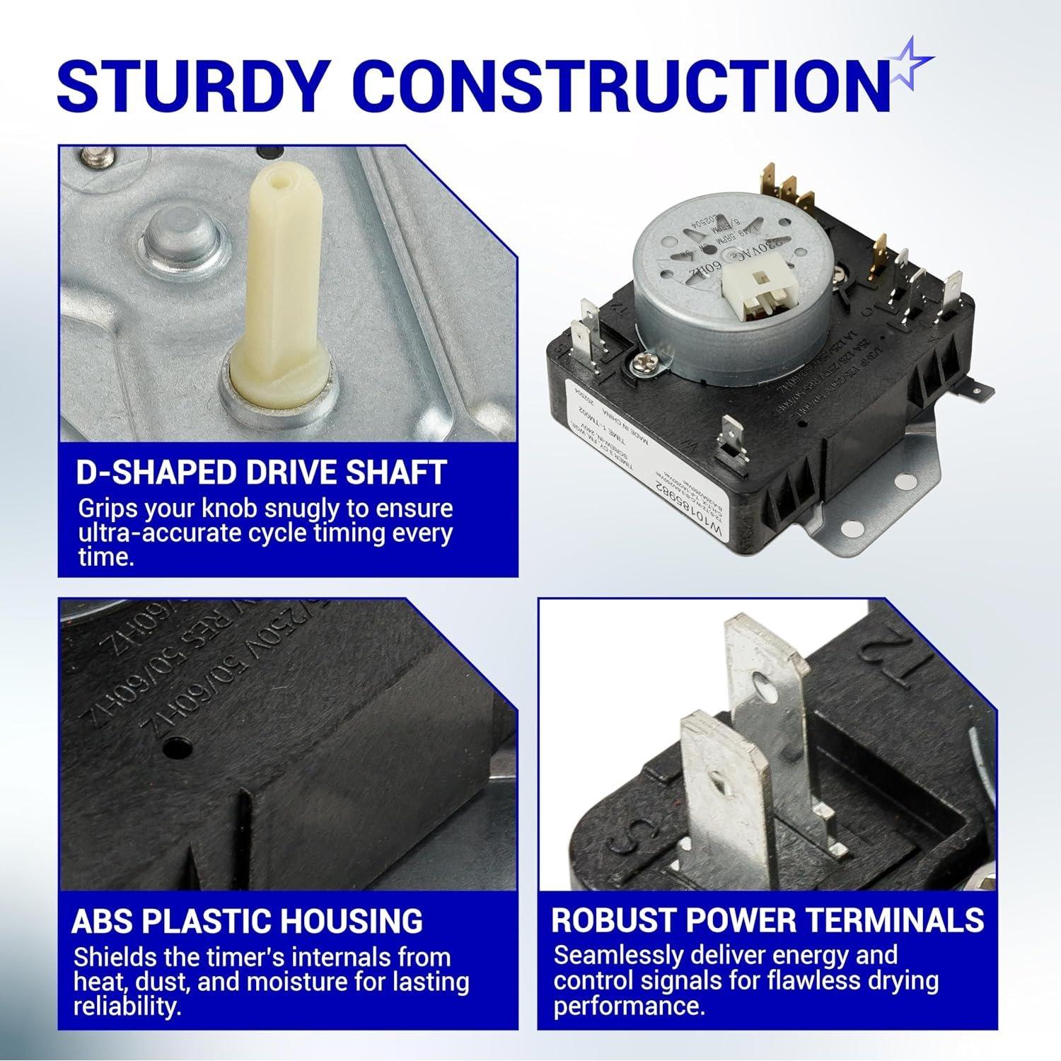 [Lifetime Warranty] W10185982 Dryer Timer - Compatible with Whirlpool Amana Kenmore Admiral Crosley Roper Inglis - Replaces 1546812 AH2352169 EA2352169 PS2352169 CDT-402 162-402-1-AM 418-618-20-B5 image 4