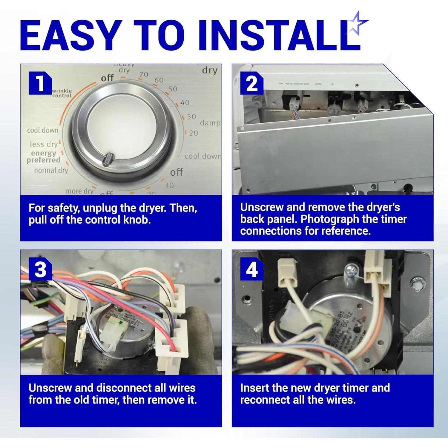 [Lifetime Warranty] W10185982 Dryer Timer - Compatible with Whirlpool Amana Kenmore Admiral Crosley Roper Inglis - Replaces 1546812 AH2352169 EA2352169 PS2352169 CDT-402 162-402-1-AM 418-618-20-B5 image 1