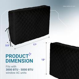 [Lifetime Warranty] Window Air Conditioner Cover Indoor with Velcro Sides - Inside AC Cover for Winter - Polyester Fiber Fill Layers Insulation - 17" x 13" x 3.5" - Black thumbnail 2